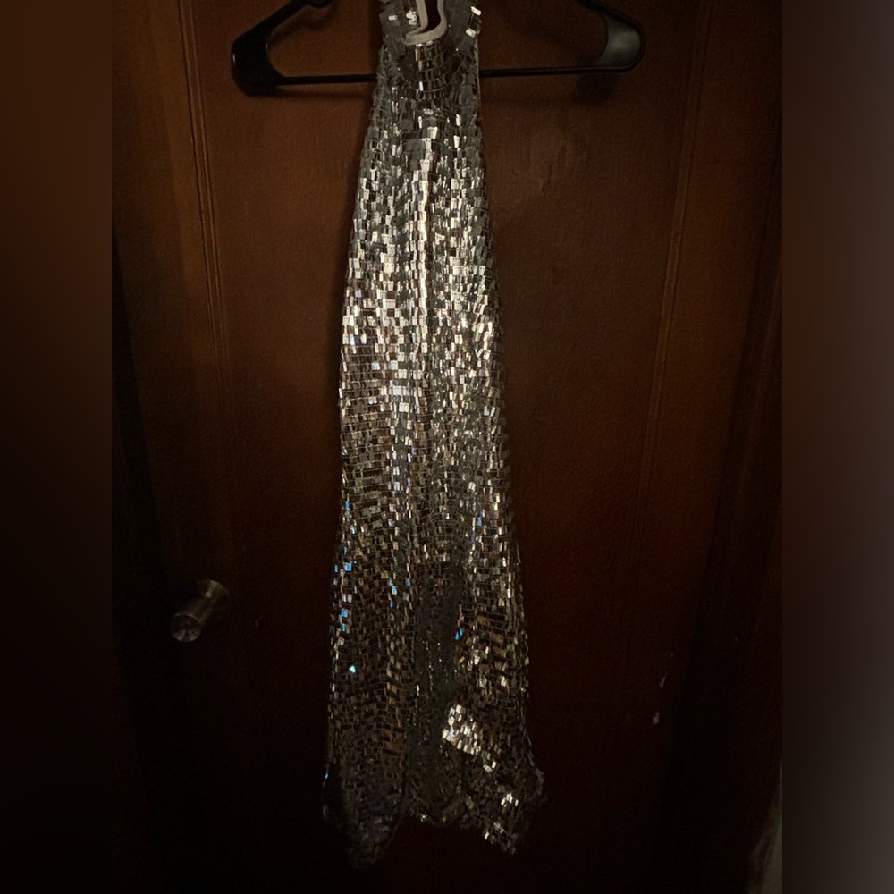 NWT Silver sequin halter dress
